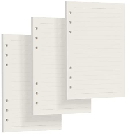 Skycase A6 Linie Papier [3 Packungen], Refill [135 Blatt/270 Seiten], 6 Löcher Lose Blätter, Nachfüllpapier für Filofax, Ringbücher, Notizen, Skizze, Einsätze (Linie, 171mm*95mm)