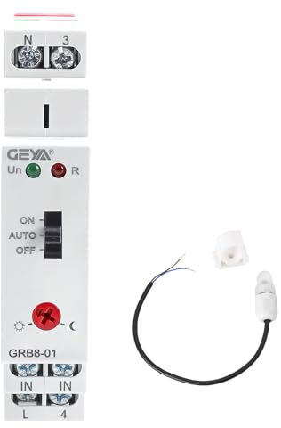 GEYA Interruttore crepuscolare Temporizzatore fotoelettrico Relè sensore di luce AC110V-240V automatica Accendere/Spegni Guida DIN