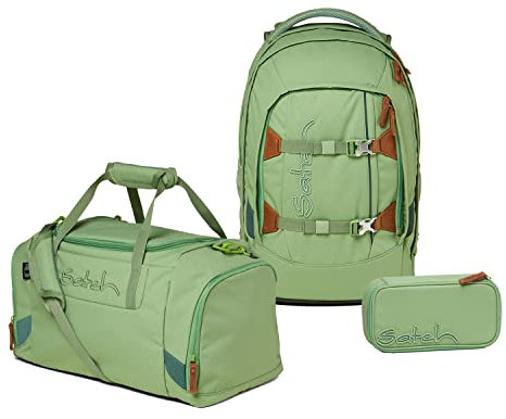 Satch Pack Schulrucksack Set 3tlg. mit Sporttasche und Schlamperbox (Nordic Jade Green Skandi Ed.)