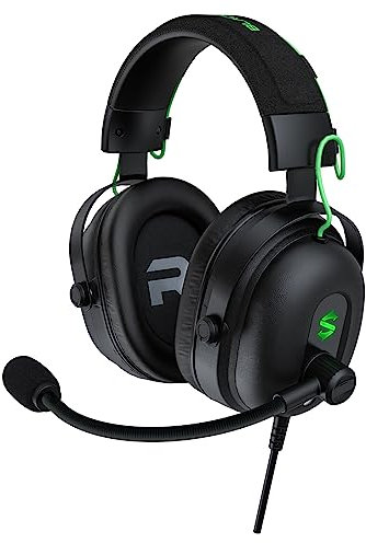 Black Shark Gaming Headset with Noise Canceling Cardioid Mic, Gaming Headsets for PC, PS4, PS5, Xbox, Switch, 50mm Dynamic Drivers, Over-Ear Gaming Headphones with Microphone & LED Light