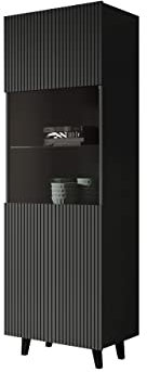 Mirjan24 Standvitrine Vailbo Grey, Vitrine, Vitrinenschrank, Wohnzimmer Schrank mit Fächern, Hochschrank, Mehrzweckschrank (Anthrazit)