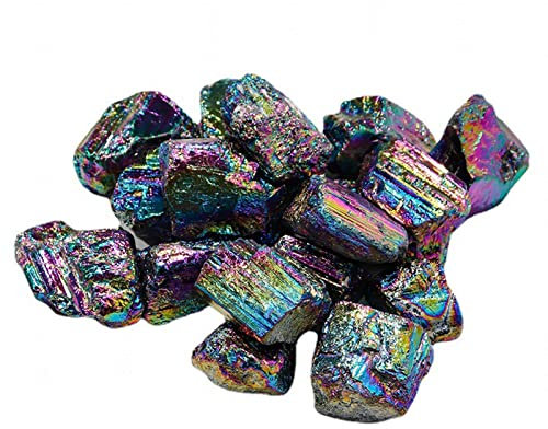 Titanbeschichtetes schwarzes Turmalin-Kristallrohexemplar Handgefertigter Regenbogen-Aura-Turmalin Natürlicher schwarzer Turmalin-Kristall-Heilstein zum Trommeln, Polieren, Wicca & Reiki,1.1lbs