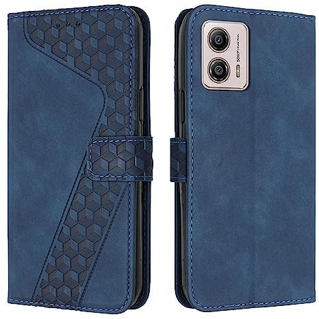 OKZone Cover per Motorola Moto G13/G23/G53 5G, Custodia in PU Pelle per Moto G13/G23, Custodia a Libro Protettiva Folio Portafoglio con Magnetica e Slot per Carte Wallet Case Flip Cover (Blu)