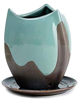 HASMI Maceta Interior Tiesto con Drenaje Agujero Creativo de cerámica Tiesto Retro Bonsai Flor de la decoración de Escritorio Jardineras Exterior
