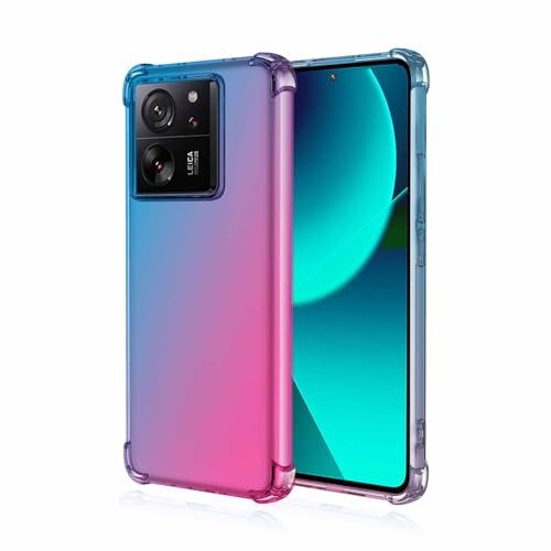 WBWONE TPU Degradado Funda para Xiaomi Mi 13T 5G / 13T Pro 5G, Carcasa Protectora Antigolpes Suave TPU Silicona Caso Anti-Choques Resistente a los Arañazos Cover (Blue Pink)
