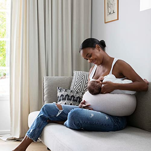 bbhugme Verstellbares Stillkissen – Stillen, Flaschenfütterung, Babyunterstützung – Einstellbare Festigkeit und Passform – waschbarer Kissenbezug – Rosa Melange