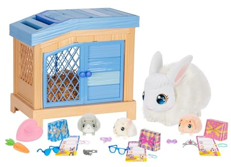 Little Live Pets Mama Surprise Häschen, Mama Häschen zum Füttern & Pflegen – bekommt 3 Babys, Interaktives Spielset mit Mama Häschen & Stall, 20+ Geräusche & Reaktionen, Accessoires zum Stylen