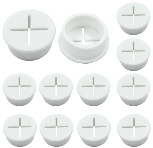 Hitefu 12 occhielli in gomma da scrivania da 2,5 cm, passacavi flessibili in silicone, per ufficio, scrivania, tavolo, mobili, organizer da parete (bianco)