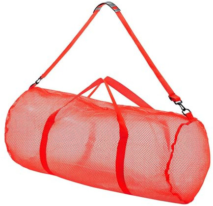 QRONCES Netz-Tauchtasche, faltbar, groß, Strandtasche, Handtasche mit Reißverschluss, Tauch- und Schnorchelausrüstung und Ausrüstungstasche, Übergröße, Sporttasche