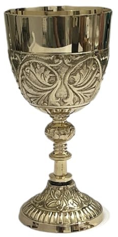 Morcomart Handgefertigter Messing-Weinkelch, eleganter Kelch, Kommunionstasse, mittelalterlicher König Athur Kelch