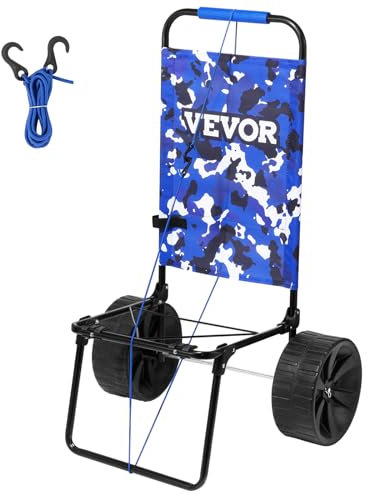 VEVOR Carrello da Spiaggia con Ruote Grandi Per Sabbia, Vassoio di Carico 380 x 386 mm, Carrello Da Trasporto Pieghevole Ruote PE Piene 254 mm, Per picnic, Campeggio, Spiaggia, Pesca, Carico 31 kg