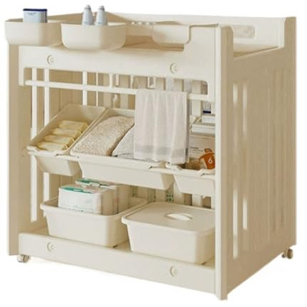 Linmeas-753 Wickeltisch Windeltisch, Säuglingspflegetisch, Babywannen-Aufbewahrungsregal, multifunktionale Aufbewahrungsbox, mobiles Kinderbett Kinderzimmer Organizer
