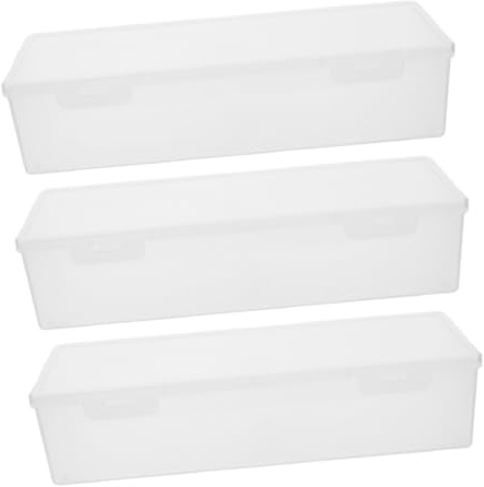 LABRIMP Caja de Almacenamiento Tapa 1560ml 3 Piezas para Refrigerador de Plástico Rectangular para Conservación y Organización de Alimentos Frescos