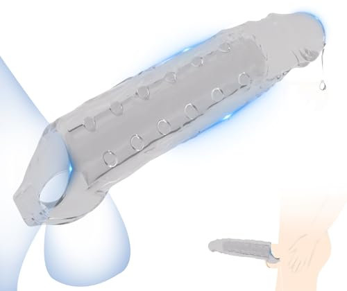 230mm Penishülle Penis Extender Sex Spielzeug für die Männer Penisvergrößerung,Penismanschetten mit Bondage Hodenring Penisring,Penis Sleeve Realistischer Dildo Penis Hülle Penispumpe (Transparent)