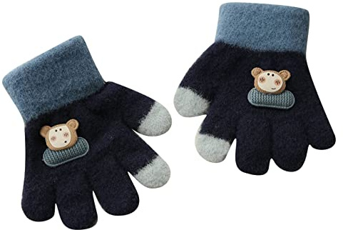 Kinder Handschuhe Vollfinger Strick Handschuhe Warme Thermo Fleece Handschuhe Gestrickte Handschuhe Kleinkinder Winter Alltag Handschuhe Stretchy Weichen Finger Handschuhe für Jungen Mädchen 1-5 Jahre
