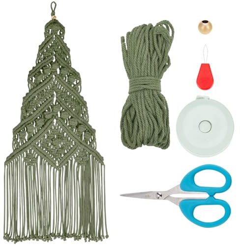 ORIGACH Groß Weihnachtsbaum Makramee Set für Anfänger 105x50 cm, Makramee Knüpf-Set Zum Basteln und Knüpfen Set Mit Anleitung, für Makramé Weihnachten Wandbehang Dekoration, Grün