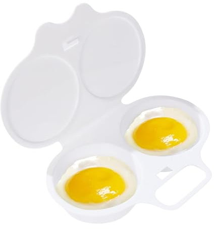Microwave Egg Poacher, Reusable Double Cup Cooker With Lid, 2 Cavity Nonstick Maker, Home Kitchen Gadgets