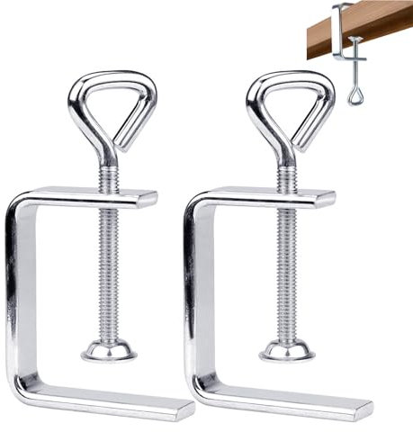 C Zwingen Schraubklemme, 2 Stück C Klemme Edelstahl, 2 Stück Heberinge C Klemme, C Zwinge für Holzarbeiten, Justierbare Breite Workbench Clamp, Silber Schraubzwingen Klein, für Holzarbeiten Klemmen