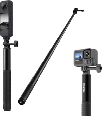 TELESIN 150cm/59″ Unsichtbarer Aluminium Selfie Stick, Ausziehbar | Vlog-Handmonopod für GoPro Hero 13–9, DJI Osmo 360/Action 6/5 Pro/4/3, Insta360 X5/X4/X3/Ace Pro usw.