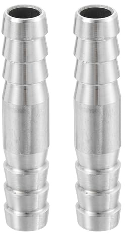 QUARKZMAN 2 Piezas De Racor para Manguera 10x50mm, Adaptador De Tubo Igual, Conexión De Acero Inoxidable 304 para Sistemas De Vacío, Conexiones Industriales, Equipos Neumáticos, Plateado
