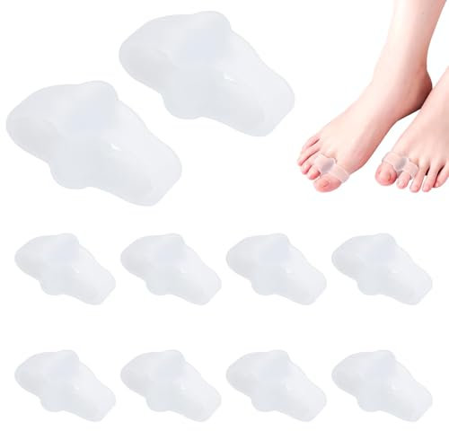 Hallux Valgus Korrektor, 10er Pack Gel Zehenspreizer mit Doppelschlaufen, Zehentrenner für Schmerzlinderung und Korrektur, Transparent, Weiches Silikon Geeignet für Männer und Frauen