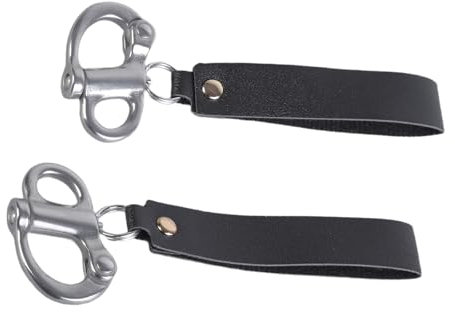 LfrXtra 2 ganci a scatto con manico in pelle e clip a sgancio rapido in metallo con moschettone fisso