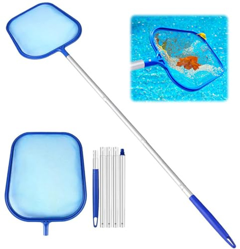 FeiOne 150cm Pool Kescher mit 118cm Aluminiumstange – Feinmaschiges Oberflächenkescher Netz für Pool, Teich & Springbrunnen – Praktischer Kescher Pool Reiniger gegen Blätter & Algen