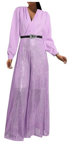 Jumpsuit Damen Elegant, Lang Overall Damen Sommer, Playsuit Einteiler Kostüm, Romper Outfit Frauen Komplett, Mit Ärmeln Sexy Hosenanzug Damen Festlich Hochzeit Einfarbiges Jumpsuit Damen Sportlich