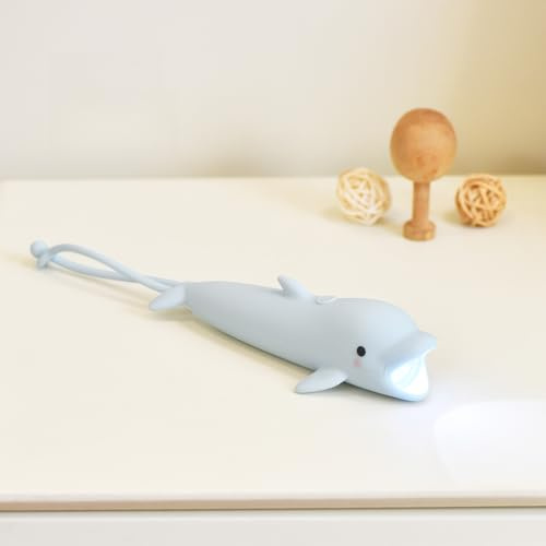YZYOE Lampe de poche rechargeable Les dauphins LED, Lampe de poche en silicone en forme d'animal mignon, Confortable Touch Long Press pour régler la luminosité éclairage extérieur Lumière créative.