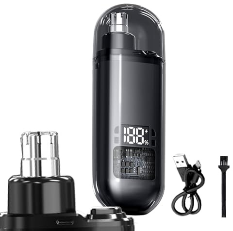 Hitburu Épilateur Nasal | Appareil Oreille et Nez pour Hommes - Tondeuse Sans Fil avec Affichage Numérique, Kit de Toilettage Visage Sourcils Étanche