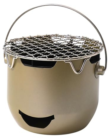 Ahuuen Barbacoas De Carbón Pequeñas - Parrilla de Mesa con Rejilla y Asa - Equipo de Acero para Viajar Senderismo Jardín Patio Playa Picnic Barbacoa