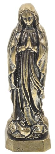 Alipis 2.48 Brass Virgin Mary Statue, Retro Miniature Catholic Figurine for Home Altar, Blessed Mother Figurine Desktop Ornament, Religious Religious Decor for Prayer, Bookshelf and Cabinet