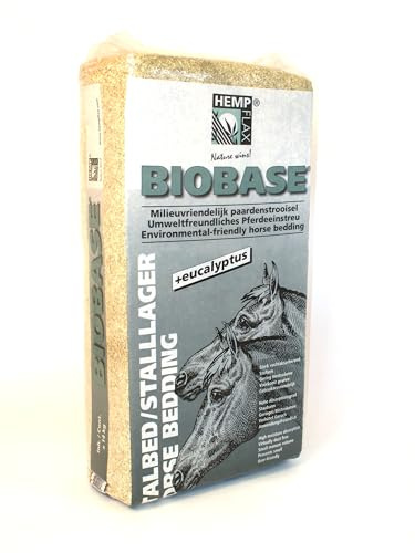 Hemparade BioBase Hanfeinstreu mit Eukalyptus für Pferde, staubarm 14 kg | Für empfindliche Atemwege, bindet Feuchtigkeit, Gerüche und Ammoniak, nahezu staubfrei, klumpenfrei, antibakteriell