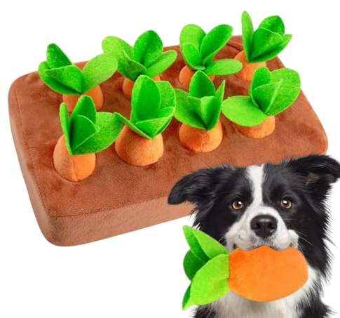 Xijobido Karotten Hundespielzeug | Pull The Carrot Stofftier Backenzähne Spielzeug | Karotten Plüschtier Schnüffelteppich | Intelligenz Schnüffelteppich Hunde Plüsch Karotte | Mit 6/8 Stück Karotte