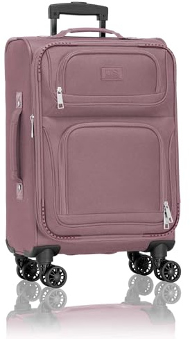U.S. Traveler Rio Lightweight Softside Rolling Carry-on Suitcase, 4-Wheel Set, Mauve