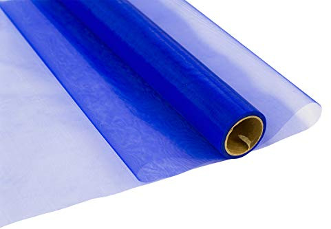 9m Rolle Organza 36cm CRYSTAL (blau 352 / königsblau/royalblau) // Tischläufer Deko Stoff Band Hochzeit Tisch Schleifenband Floristik Organzastoff Durchsichtig