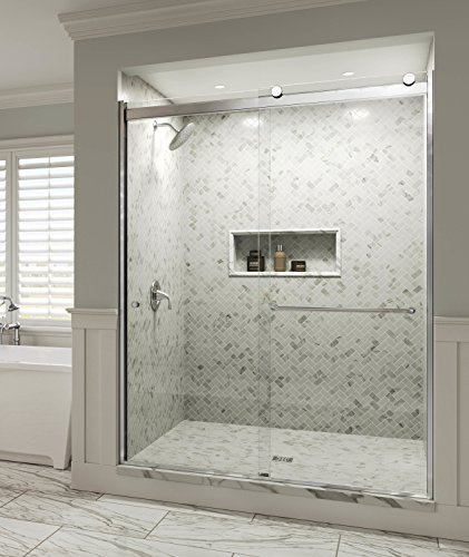 Basco Sliding Shower Door, Rotolo RTLA05B6070CLSV, Chrome, 56-60 in. W x 70 in. H, 1/4 in.Clear Tempered Glass
