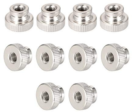 sourcing map 10 Stk.Gerändelt Daumen Nuss M4 Rund Knopf mit Kragen Vernickelt Beschichtung de