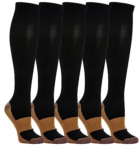 5 Paar Kompressionsstrümpfe Kniestrümpfe Stützstrümpfe Laufsocken für Damen & Herren, Sport, Laufen, Flug, Reisen, Schwangerschaft, Medizinische Kompressionssocken