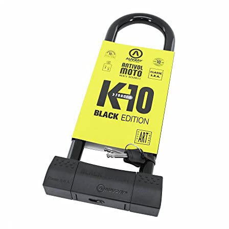 AUVRAY Antivol Norme SRA U Black Edition pour Moto et Scooter - Anse Ø18mm - Dimensions internes 85x310mm