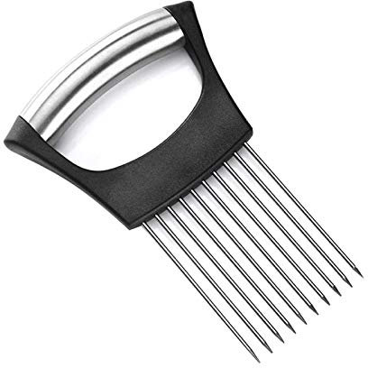 1 PC Onion Slicer Holder, All-in-one Onions Holder Stainless Steel Onions Fork Food Slicing Helper Kitchen Gadget Onion Cutter Slicer Vegetable Tools for Chopping Grating Fruit Assistant