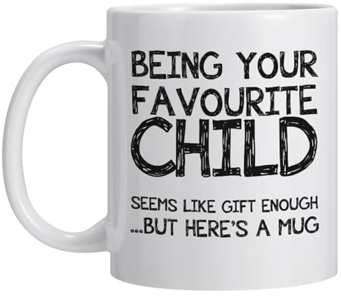 DasyFly Best Mum & Dad Gifts,Being Your Favourite Child Funny Coffee Mug-Mothers Day Fathers Day Christmas Presents Gifts Idea from Daughter, Son, Kids-Fun Birthday Gifts Cup for Parents