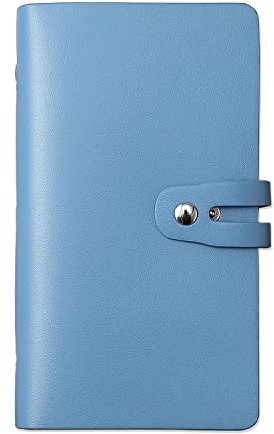 RFID Credit Card Holder, Leather Business Card Organizer with 96 Card Slots, Light Blue, Book Style