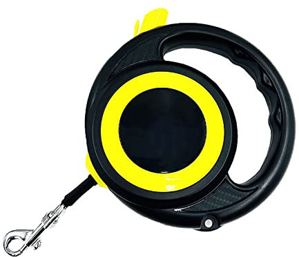 Hundeleine Einziehbare Hundeleine Aus Nylonband für Kleine und Mittelgroße Hunde Lange Leine für Hundetraining, Outdoor, Camping Oder Hinterhof,Black,5m/16.4foot