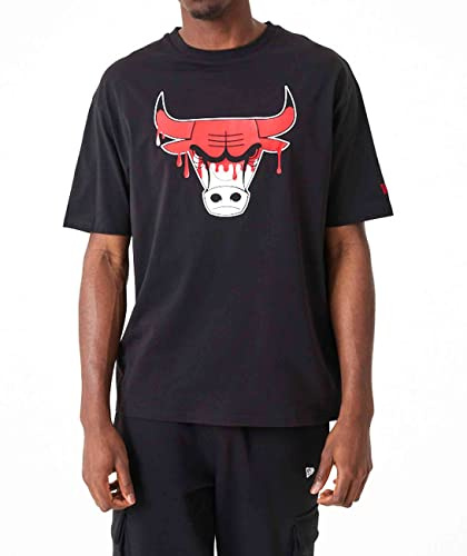 New Era - NBA Chicago Bulls Drip Logo Oversized T-Shirt Farbe Schwarz, Größe L