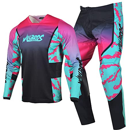 Willbros Hombre Pantalones de Jersey Camiseta de Motocross Traje Juego de Engranajes MX Bicicleta Todoterreno Montar Adultos BMX ATV