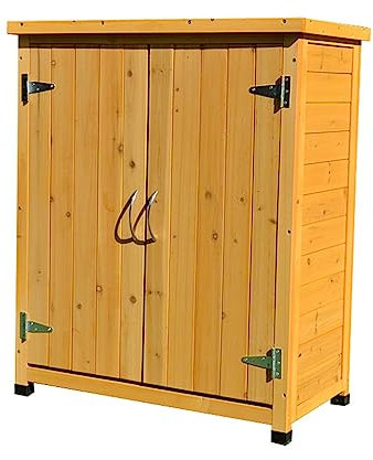 KOSTING Garten-Aufbewahrungsbox aus Holz mit abnehmbarem Regal, flexiblem Platz und Metall, plattiertem Dach for die Gartenterrasse im Freien, Schuhwerkzeugschrank