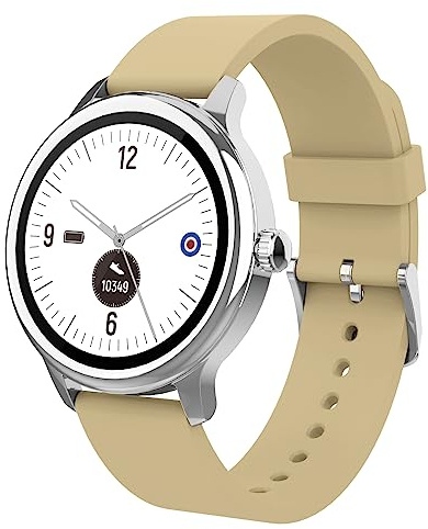 SMARTY2.0 - Smartwatch SW063C - Colore Beige - Assistente Vocale, Chiamate Bluetooth, 22 Modalità Sport, Monitoraggio Frequenza Cardiaca - Cinturino in Silicone