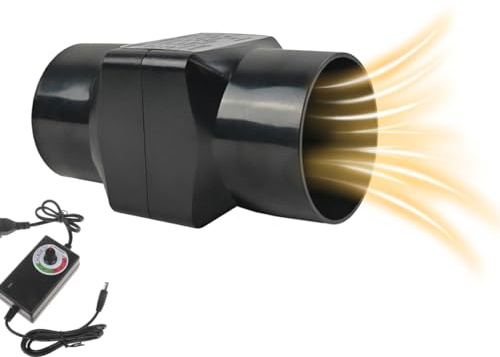 Noir Inline Ventilateur d'extraction 50 mm extracteur d'air avec régulateur de vitesse du vent, 36m³/h Silencieux fan Pour Convient aux Salles de Bains Cuisines Chenil pour chiens et Garages