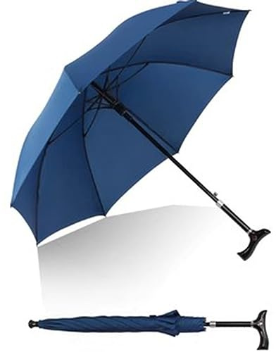 AVIITI Rutschfester Spazierstock-Regenschirm, Leichter, Alter, Verschleißfester Wind-Regenschirm, Stadtsicherer Gehstock Regenschirm Gehhilfe,Blau,83cm/32.6inch